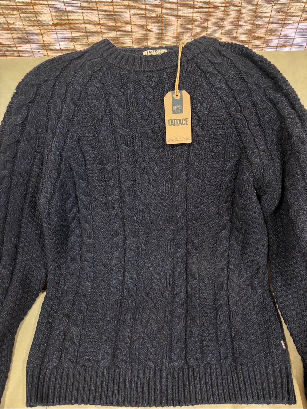 NWT Men’s FatFace Navy Cable Crewneck Sweater